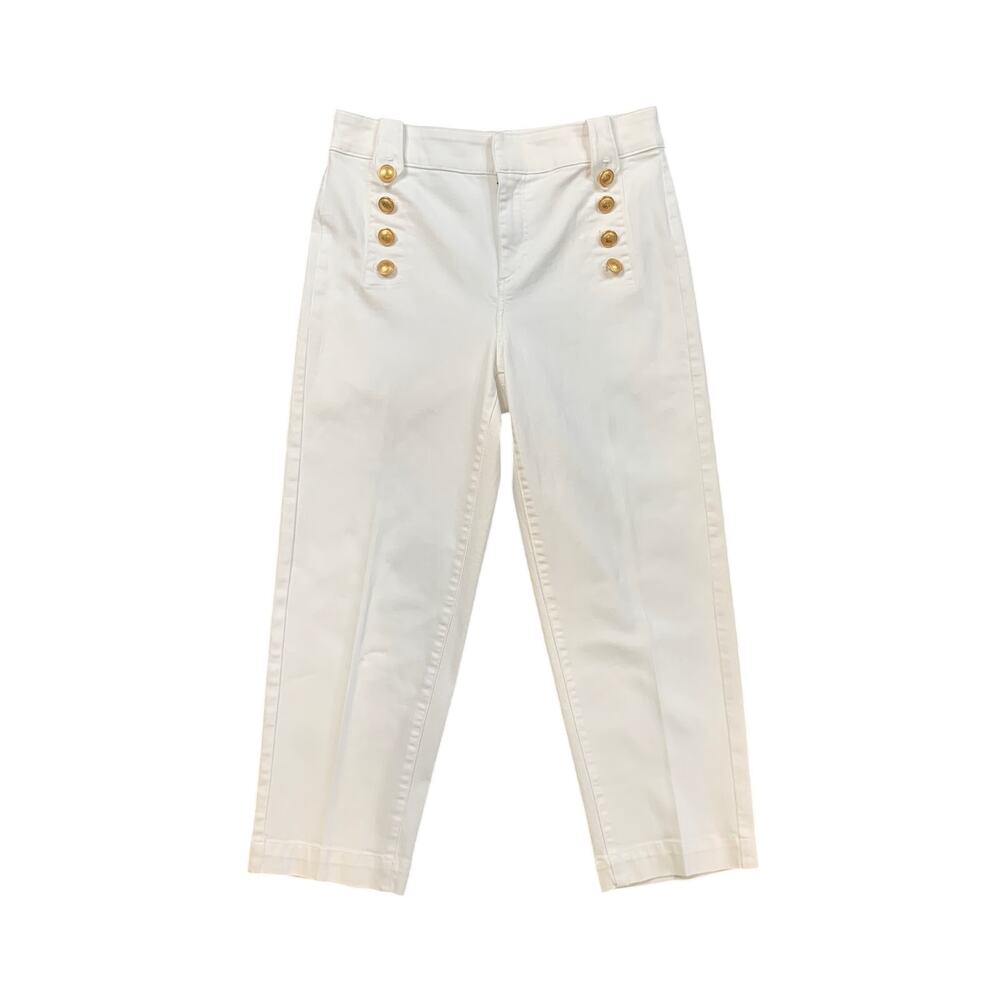 Talbots Pants Womens 6 White Sailor Jean High Waist Cropped Flat Front Trousers